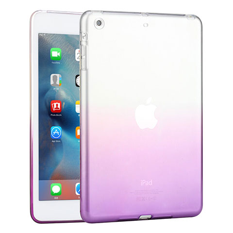 Apple iPad Mini用極薄ソフトケース グラデーション 勾配色 クリア透明 アップル パープル