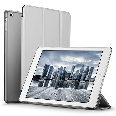 Apple iPad Mini用手帳型 レザーケース スタンド L06 アップル シルバー
