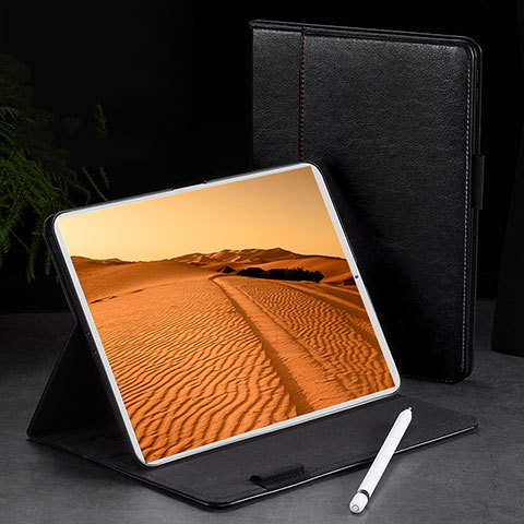 Apple iPad Pro 11 (2018)用手帳型 レザーケース スタンド カバー L02 アップル ブラック