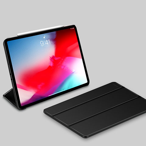 Apple iPad Pro 11 (2018)用手帳型 レザーケース スタンド カバー L03 アップル ブラック