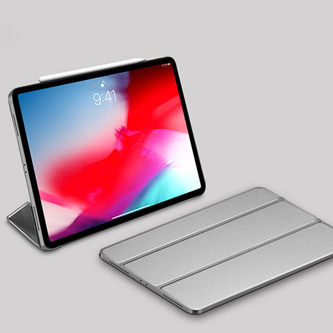 Apple iPad Pro 11 (2018)用手帳型 レザーケース スタンド カバー L03 アップル シルバー