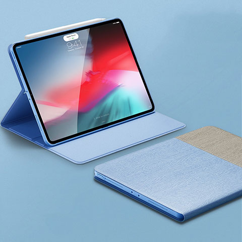 Apple iPad Pro 11 (2018)用手帳型 レザーケース スタンド カバー L01 アップル ブルー