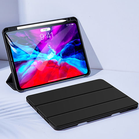 Apple iPad Pro 11 (2020)用手帳型 レザーケース スタンド アップル ブラック