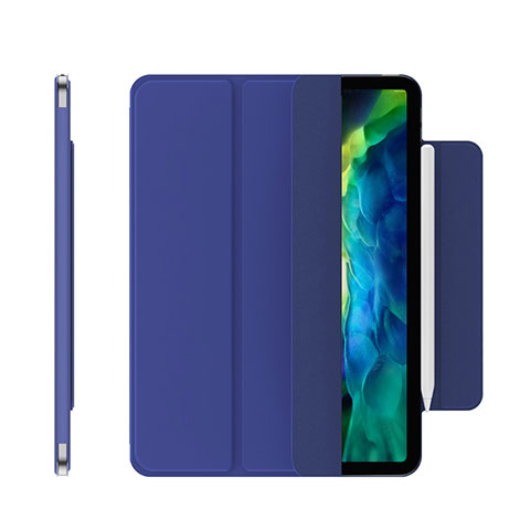 Apple iPad Pro 12.9 (2020)用手帳型 レザーケース スタンド カバー アップル ネイビー