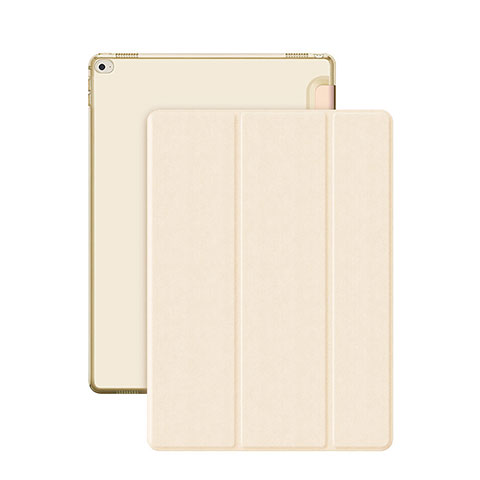 Apple iPad Pro 12.9用手帳型 レザーケース スタンド アップル ゴールド
