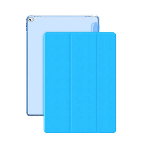 Apple iPad Pro 12.9用手帳型 レザーケース スタンド アップル ブルー