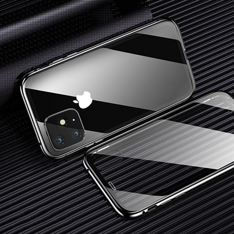 Apple iPhone 11用極薄ソフトケース シリコンケース 耐衝撃 全面保護 クリア透明 H01 アップル ブラック