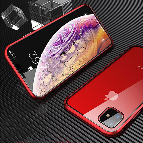 Apple iPhone 11用ケース 高級感 手触り良い アルミメタル 製の金属製 360度 フルカバーバンパー 鏡面 カバー M01 アップル レッド