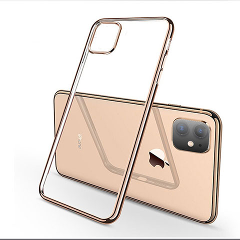 Apple iPhone 11用極薄ソフトケース シリコンケース 耐衝撃 全面保護 クリア透明 H03 アップル ゴールド