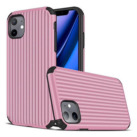 Apple iPhone 11用シリコンケース ソフトタッチラバー ライン カバー Z01 アップル ピンク