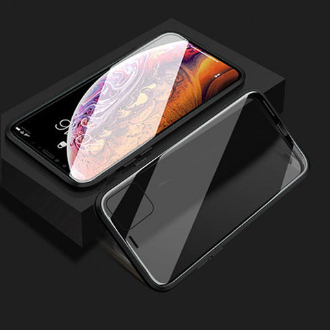 Apple iPhone 11用ケース 高級感 手触り良い アルミメタル 製の金属製 360度 フルカバーバンパー 鏡面 カバー T08 アップル ブラック
