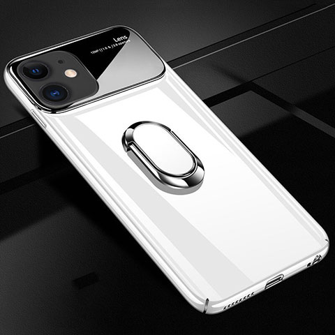 Apple iPhone 11用ハードケース プラスチック 質感もマット アンド指輪 マグネット式 P01 アップル ホワイト