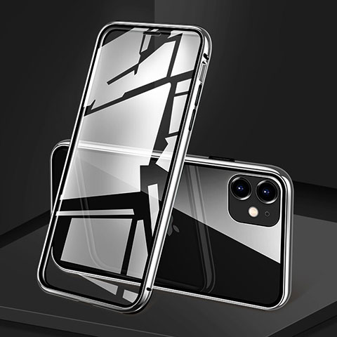 Apple iPhone 11用ケース 高級感 手触り良い アルミメタル 製の金属製 360度 フルカバーバンパー 鏡面 カバー T09 アップル ホワイト