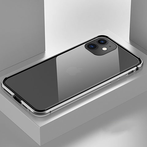 Apple iPhone 11用ケース 高級感 手触り良い アルミメタル 製の金属製 360度 フルカバーバンパー 鏡面 カバー T03 アップル シルバー