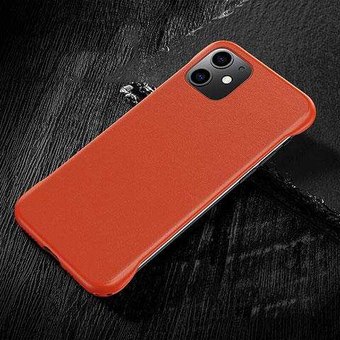 Apple iPhone 11用ケース 高級感 手触り良いレザー柄 R05 アップル オレンジ