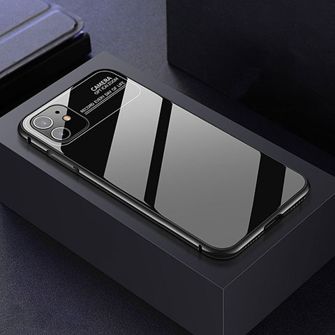 Apple iPhone 11用ケース 高級感 手触り良い アルミメタル 製の金属製 360度 フルカバーバンパー 鏡面 カバー T06 アップル ブラック