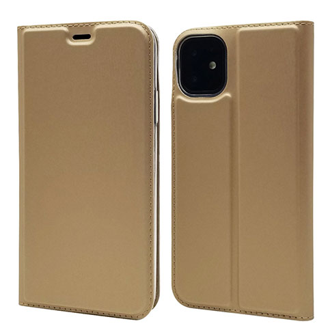 Apple iPhone 11用手帳型 レザーケース スタンド カバー T11 アップル ゴールド