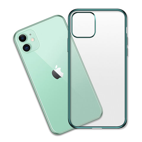 Apple iPhone 11用極薄ソフトケース シリコンケース 耐衝撃 全面保護 クリア透明 S04 アップル グリーン