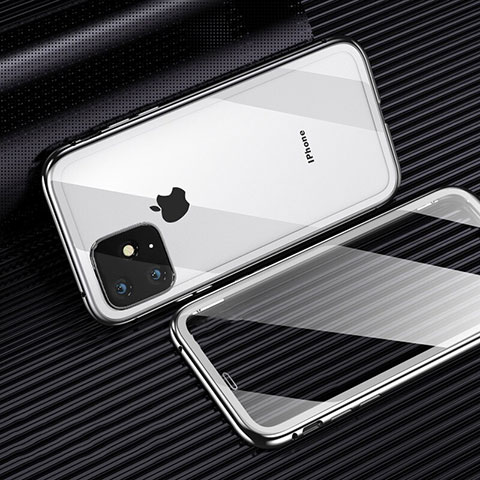 Apple iPhone 11 Pro用ケース 高級感 手触り良い アルミメタル 製の金属製 360度 フルカバーバンパー 鏡面 カバー M03 アップル ホワイト