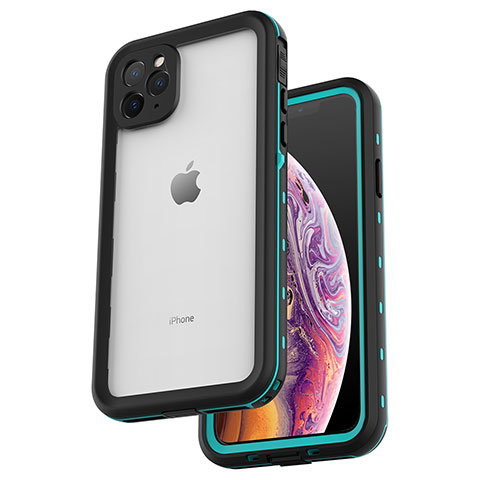 Apple iPhone 11 Pro用完全防水ケース ハイブリットバンパーカバー 高級感 手触り良い 360度 W04 アップル シアン