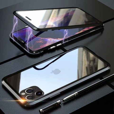 Apple iPhone 11 Pro用ケース 高級感 手触り良い アルミメタル 製の金属製 360度 フルカバーバンパー 鏡面 カバー M12 アップル ブラック