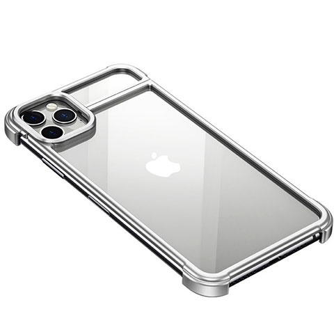 Apple iPhone 11 Pro用ケース 高級感 手触り良い アルミメタル 製の金属製 バンパー カバー F01 アップル シルバー