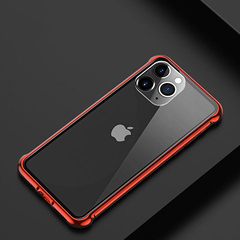 Apple iPhone 11 Pro用ケース 高級感 手触り良い アルミメタル 製の金属製 バンパー カバー T01 アップル レッド