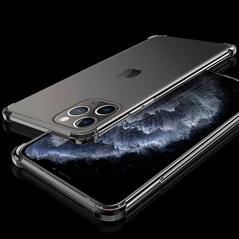 Apple iPhone 11 Pro用極薄ソフトケース シリコンケース 耐衝撃 全面保護 クリア透明 S05 アップル ブラック