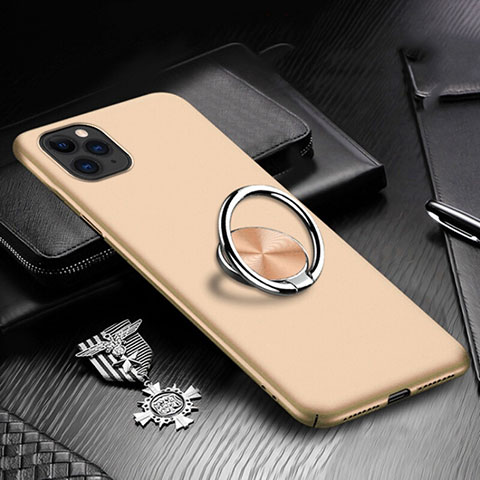 Apple iPhone 11 Pro用ハードケース プラスチック 質感もマット アンド指輪 マグネット式 P03 アップル ゴールド