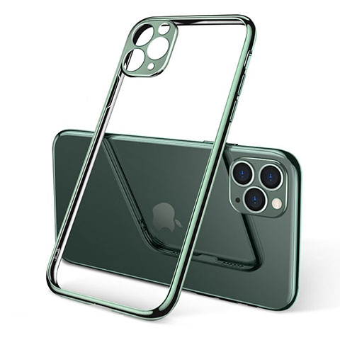 Apple iPhone 11 Pro用極薄ソフトケース シリコンケース 耐衝撃 全面保護 クリア透明 S01 アップル グリーン