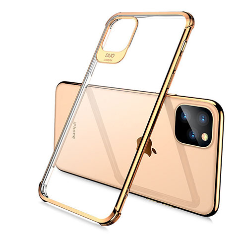 Apple iPhone 11 Pro用極薄ソフトケース シリコンケース 耐衝撃 全面保護 クリア透明 S02 アップル ゴールド