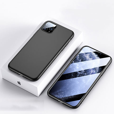 Apple iPhone 11 Pro Max用360度 フルカバー極薄ソフトケース シリコンケース 耐衝撃 全面保護 バンパー S01 アップル ブラック