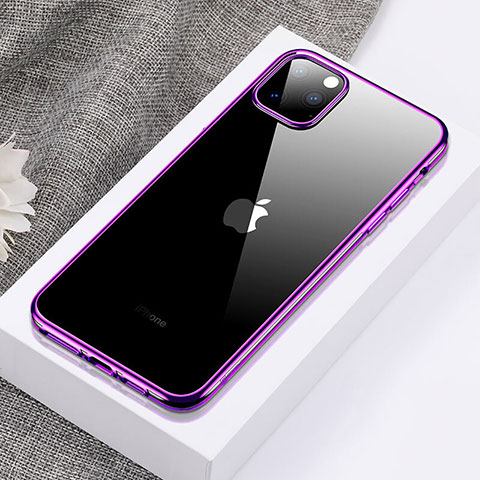 Apple iPhone 11 Pro Max用極薄ソフトケース シリコンケース 耐衝撃 全面保護 クリア透明 H02 アップル パープル