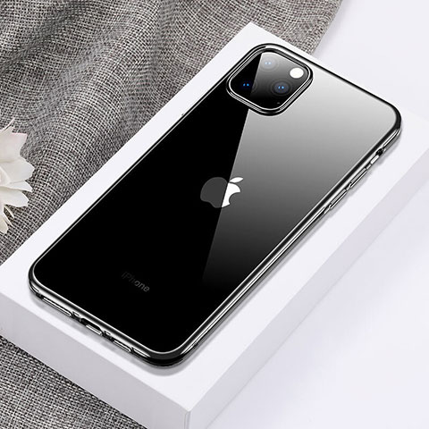 Apple iPhone 11 Pro Max用極薄ソフトケース シリコンケース 耐衝撃 全面保護 クリア透明 H02 アップル ブラック