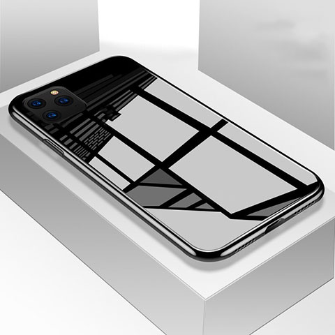 Apple iPhone 11 Pro Max用ハイブリットバンパーケース プラスチック 鏡面 カバー M01 アップル ブラック