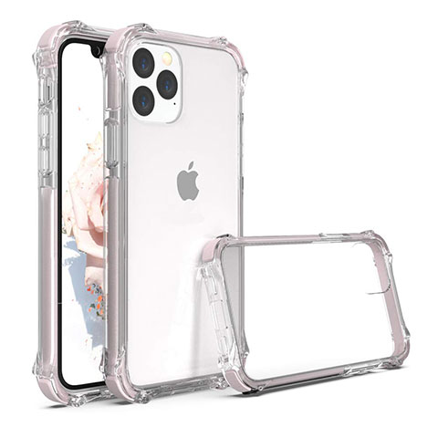 Apple iPhone 11 Pro Max用ハイブリットバンパーケース クリア透明 プラスチック 鏡面 カバー M04 アップル ローズゴールド
