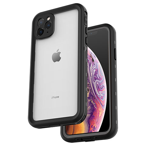 Apple iPhone 11 Pro Max用完全防水ケース ハイブリットバンパーカバー 高級感 手触り良い 360度 W04 アップル ブラック