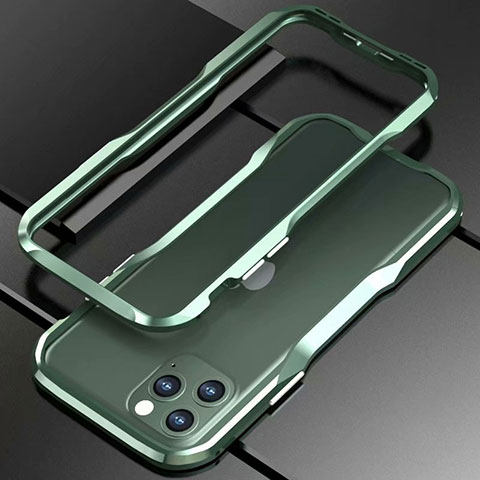 Apple iPhone 11 Pro Max用ケース 高級感 手触り良い アルミメタル 製の金属製 バンパー カバー アップル グリーン