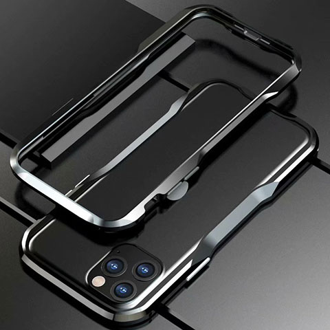 Apple iPhone 11 Pro Max用ケース 高級感 手触り良い アルミメタル 製の金属製 バンパー カバー アップル ブラック