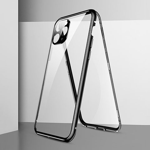 Apple iPhone 11 Pro Max用ケース 高級感 手触り良い アルミメタル 製の金属製 360度 フルカバーバンパー 鏡面 カバー T05 アップル ブラック