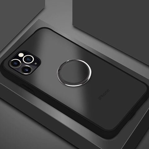 Apple iPhone 11 Pro Max用ハイブリットバンパーケース プラスチック アンド指輪 マグネット式 R05 アップル ブラック