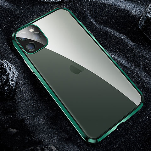 Apple iPhone 11 Pro Max用ケース 高級感 手触り良い アルミメタル 製の金属製 360度 フルカバーバンパー 鏡面 カバー T12 アップル グリーン