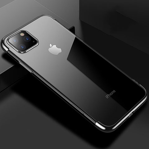 Apple iPhone 11 Pro Max用極薄ソフトケース シリコンケース 耐衝撃 全面保護 クリア透明 S03 アップル ブラック