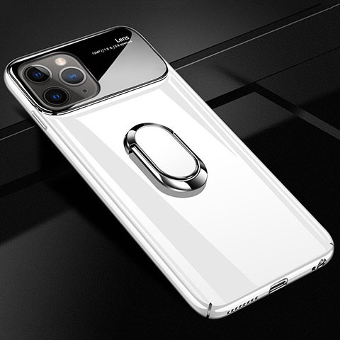 Apple iPhone 11 Pro Max用ハードケース プラスチック 質感もマット アンド指輪 マグネット式 P02 アップル ホワイト