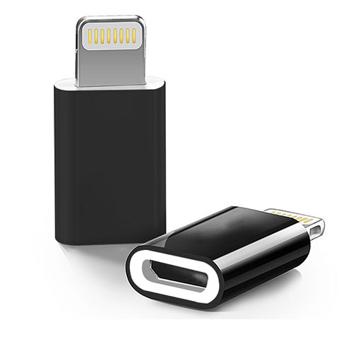 Apple iPhone 12用Android Micro USB to Lightning USB アクティブ変換ケーブルアダプタ H01 アップル ブラック