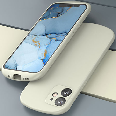 Apple iPhone 12用360度 フルカバー極薄ソフトケース シリコンケース 耐衝撃 全面保護 バンパー N01 アップル ホワイト