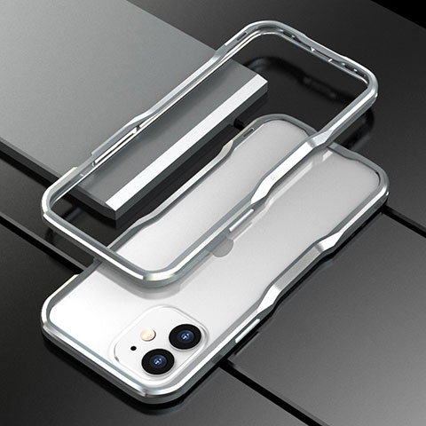Apple iPhone 12用ケース 高級感 手触り良い アルミメタル 製の金属製 バンパー カバー N02 アップル シルバー