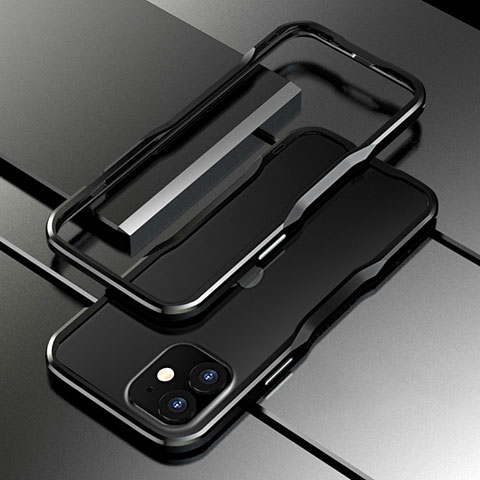 Apple iPhone 12用ケース 高級感 手触り良い アルミメタル 製の金属製 バンパー カバー N02 アップル ブラック
