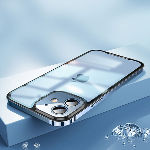 Apple iPhone 12用ケース 高級感 手触り良い メタル兼プラスチック バンパー QC2 アップル ネイビー