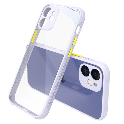 Apple iPhone 12 Mini用ハイブリットバンパーケース クリア透明 プラスチック 鏡面 カバー M05 アップル ホワイト